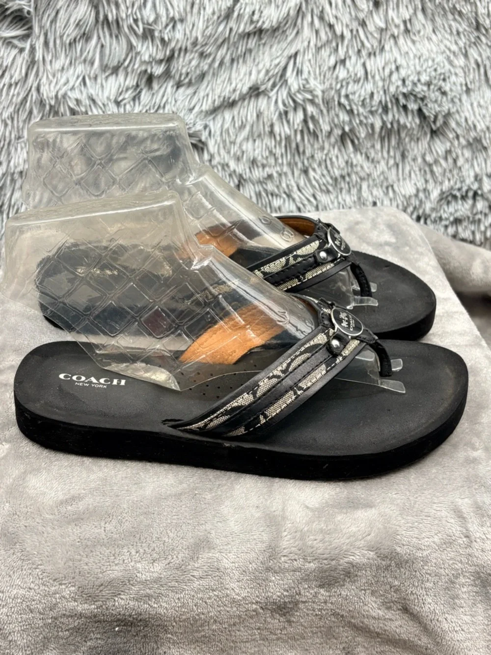 Coach Sandals Flip Flops Womens 9.5 Jasmine Thong  Slip On Casual Beach Black - Picture 4 of 8